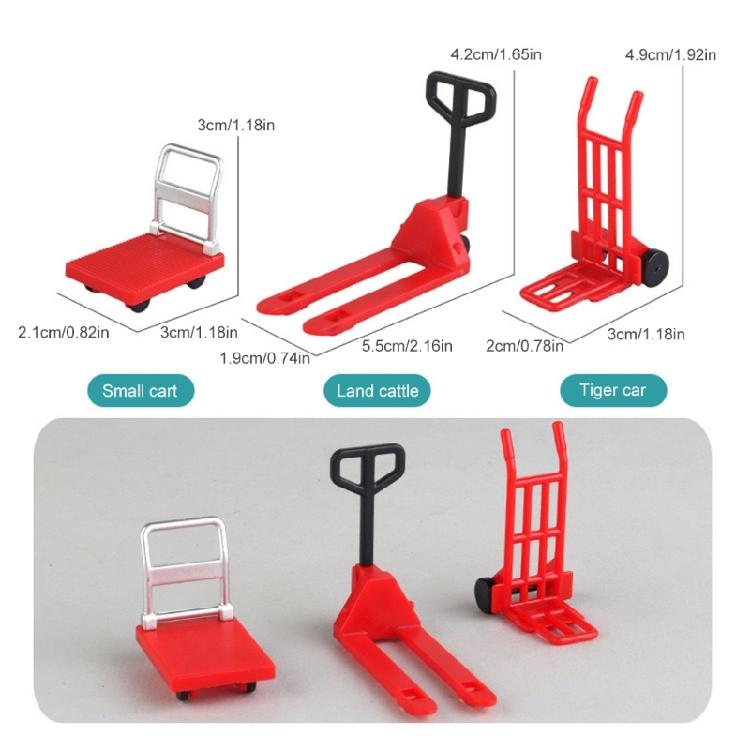 1/12 Dollhouses Warehouse Tool Set Of 3 Handcart Forklift Model Realism And Charm To Your Miniature Landscaping