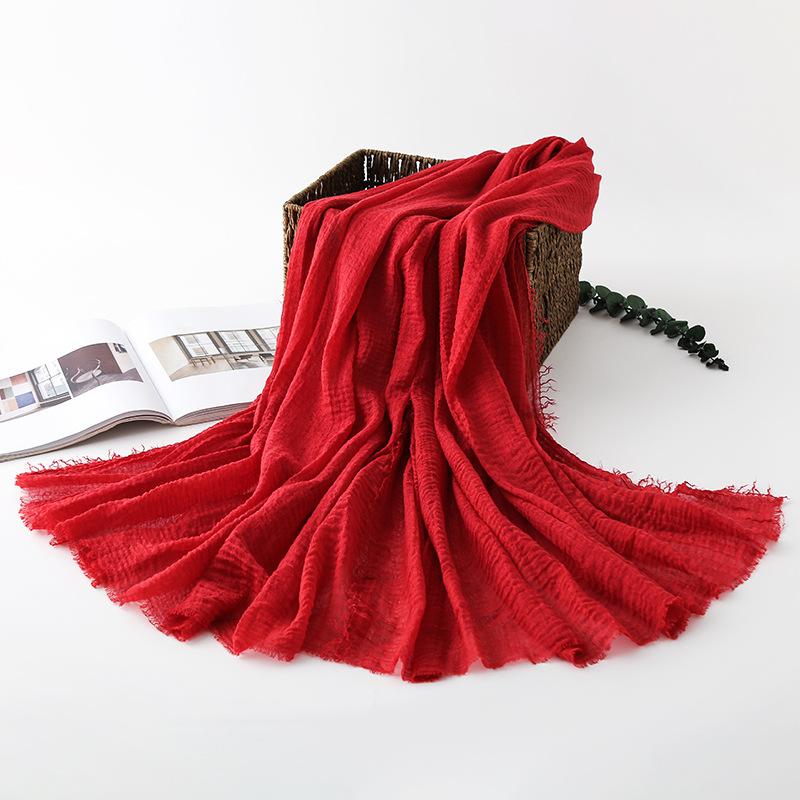 Women Cotton Linen Scarf Autumn Lady Solid Color Long Scarves Soft Thin Plain Shawl Foulard Viscose Wrap Shawls New Summer