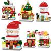 DIY Christmas Santa Snowman Claus Socks Eve Architecture Store Street View Xmas Tree Snow House Building Blocks Kit Toy