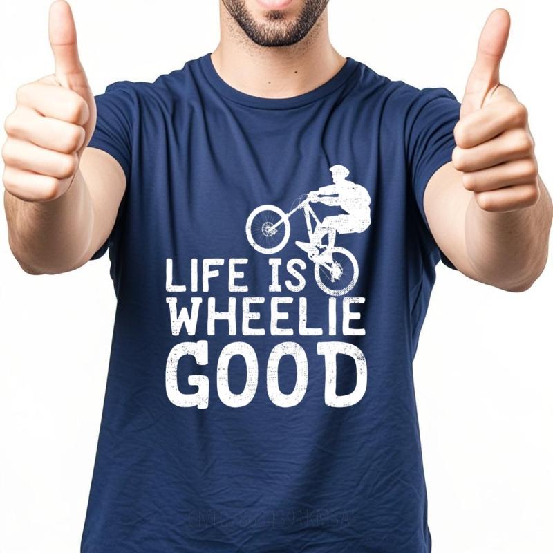 Breathable For Unisex Round Neck Tshirt Streetwear Life Is Wheelie Good Fashionable Unisex Teeshirt Oversized Tshirt Vintage Tshirt