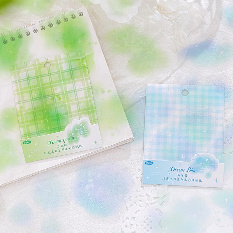 20pcs Watercolor Gradient Sticker Pack, Soft Color-Blend Decorative Stickers for Hand Account Embellishments, Notebook Decoratio