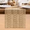 Slitesterk Bordskåner Boho Runner, Rustikk Gårdshus Vevd Hessian Jute Flat Legging for Spisebord Kjøkken Midtpunkt, Kaffebord, Hjemmeinnredning