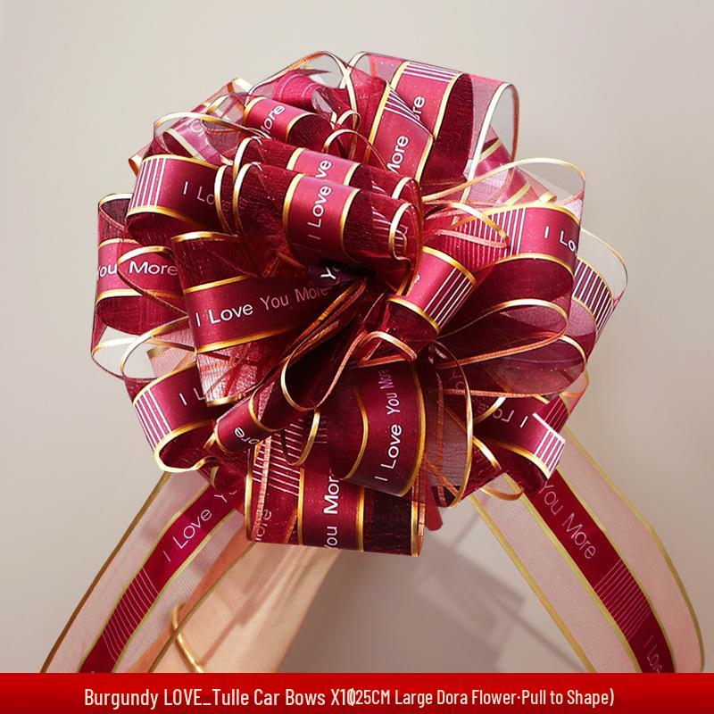 Large Red Wedding Car Pull Bow Decoration - Ribbon for Wedding Pickup and Team Cars