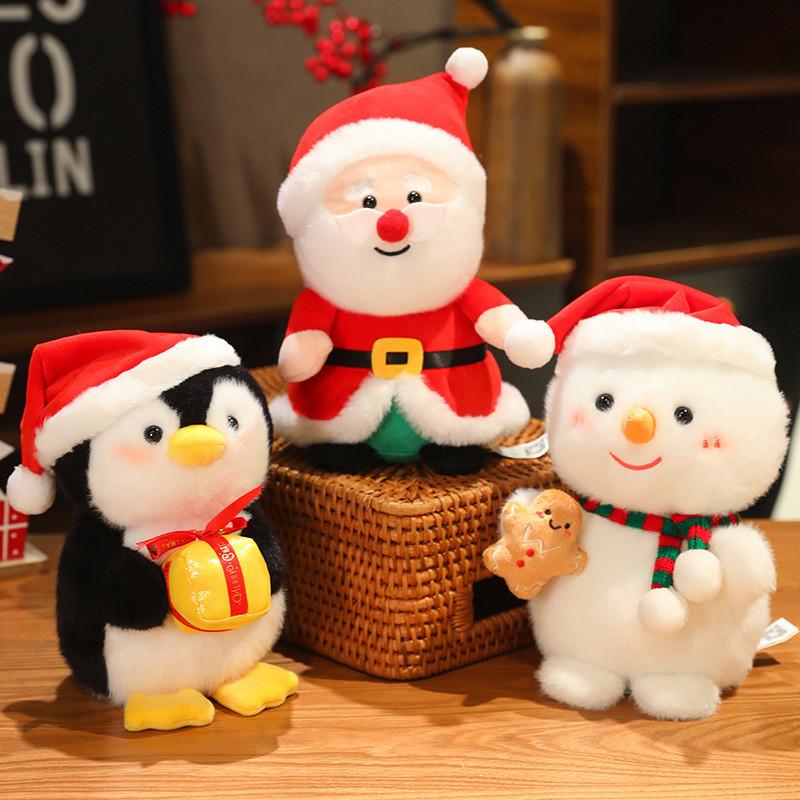 Claus Christmas Santa Snowman Penguin Sled Plush Doll Pendant Toy Children
