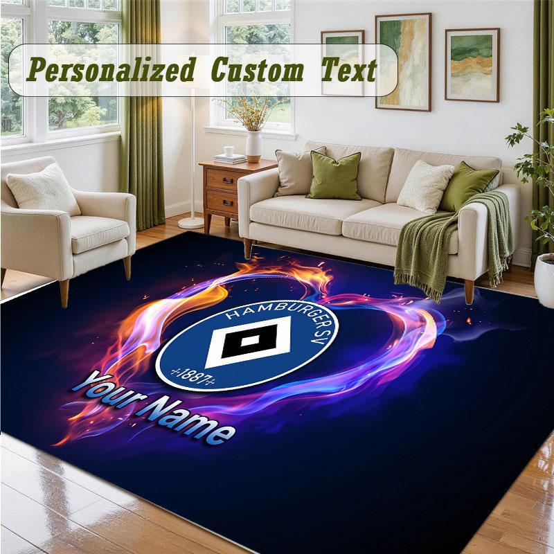 Crystal Velvet Square Rug Custom NameHamburger SV Pattern Non Slip Home Floor Decor Rug