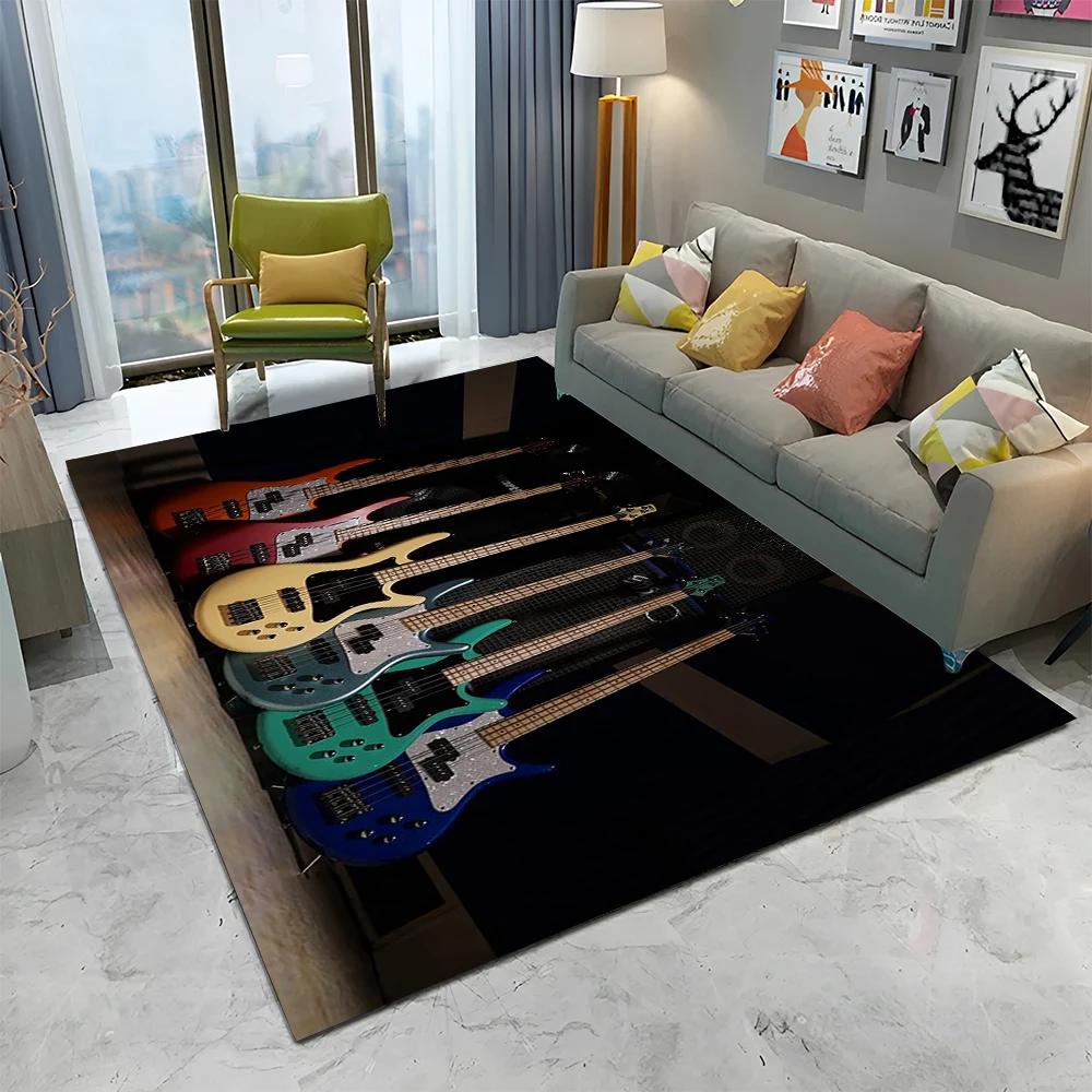 Electric Guitar 3D Classical Guitar Carpet Rug for Home Living Room Bedroom Sofa Doormat Decor,kids Area Rug Non-slip Floor Mat