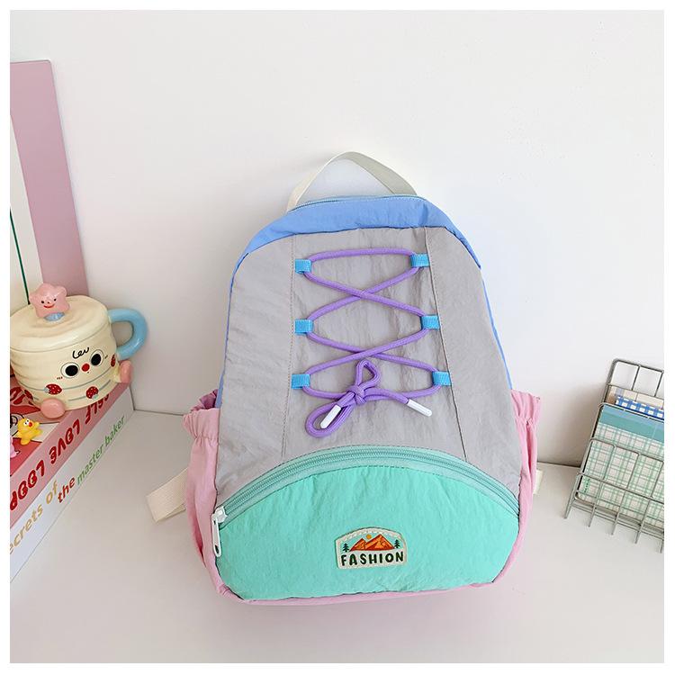 Schoolbag Children's Trend Backpack Women's 1011 Contrast Color Fashion Outdoor Leisure Backpack Children's and Girls Lightweight Large Capacity
