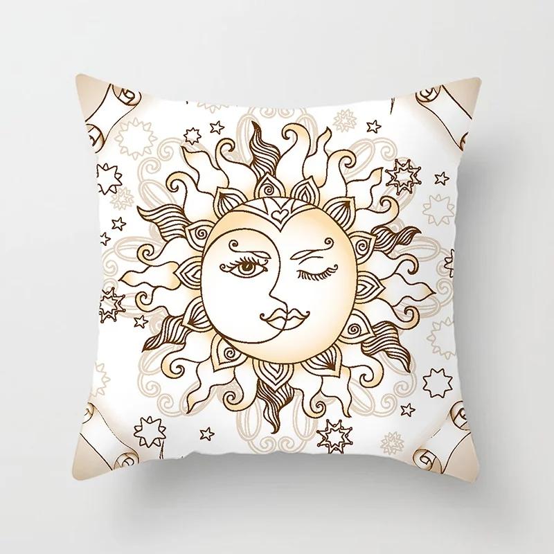 Home Decor Sun & Moon Themed Cosmic Throw Pillow Covers Pattern Cushion Cover Suitable For Sofa Bedroom Car Pillow Cover