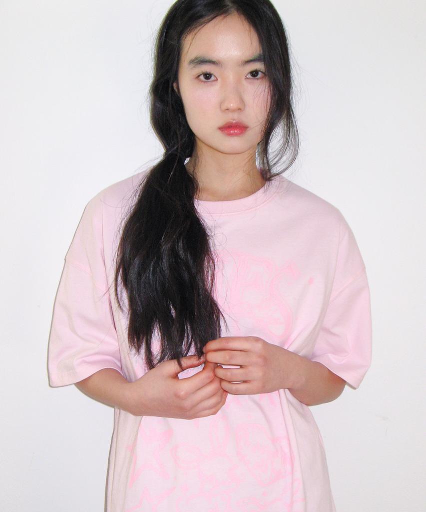 AMES-WORLDWIDE Rabbit Art Drawing Tee Pink