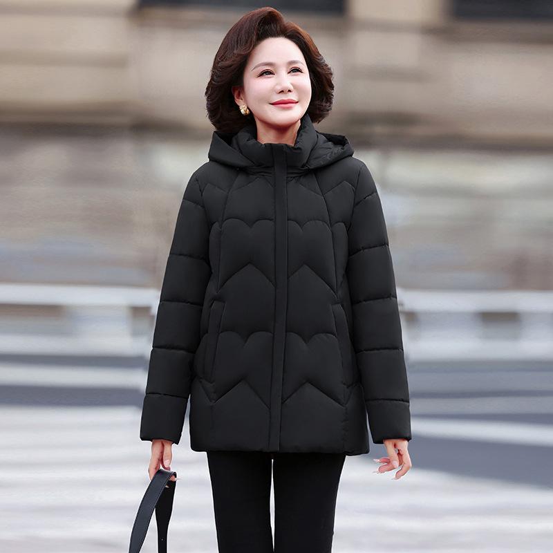 

Женская короткая ветрозащитная теплая зимняя куртка с капюшоном, подарок для мамы 5XL чёрный