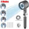 Handhållt duschhuvud med 4 lägen och borste Bomullslfilter Vattenbesparande med en knapptryckning Högtrycksduschhuvud för badrum