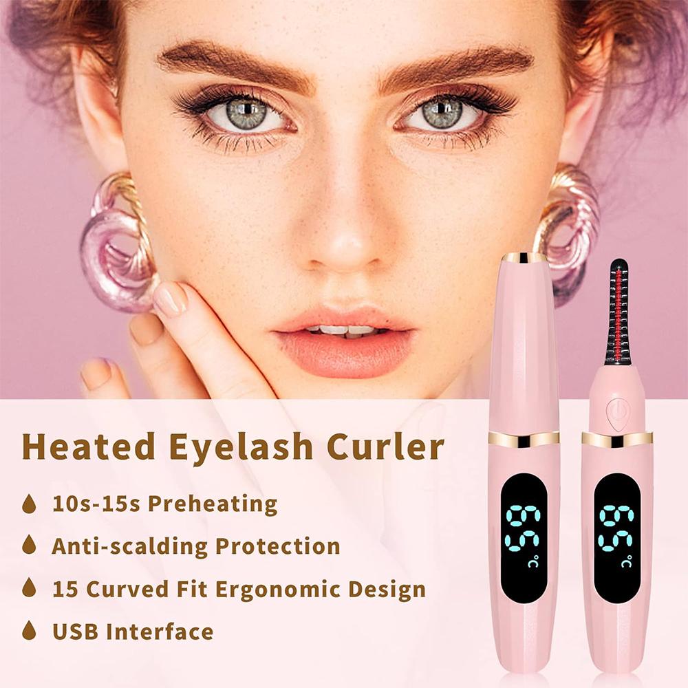 Heated Eyelash Curler Electric Heated Lash Curler 3 Temp Settings for Makeup Tools Natural Curl and Long Lasting Eyelashes
