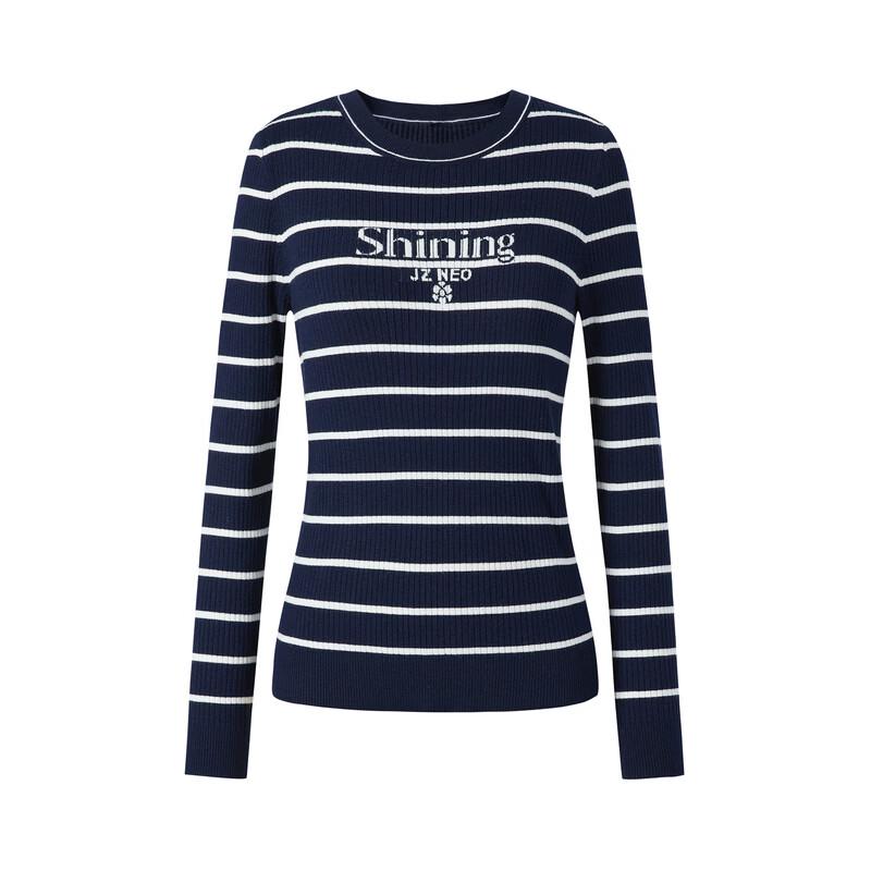 JUZUI Women's Classic Striped Crew Neck Winter Sweater