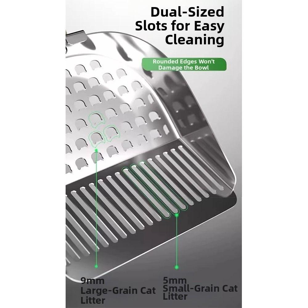 2 In 1 Cat Litter Scoop Wood Handle with Hanging Hook Pet Waste Shovel Comfortable Grip Easy To Clean Litter Box Scooper