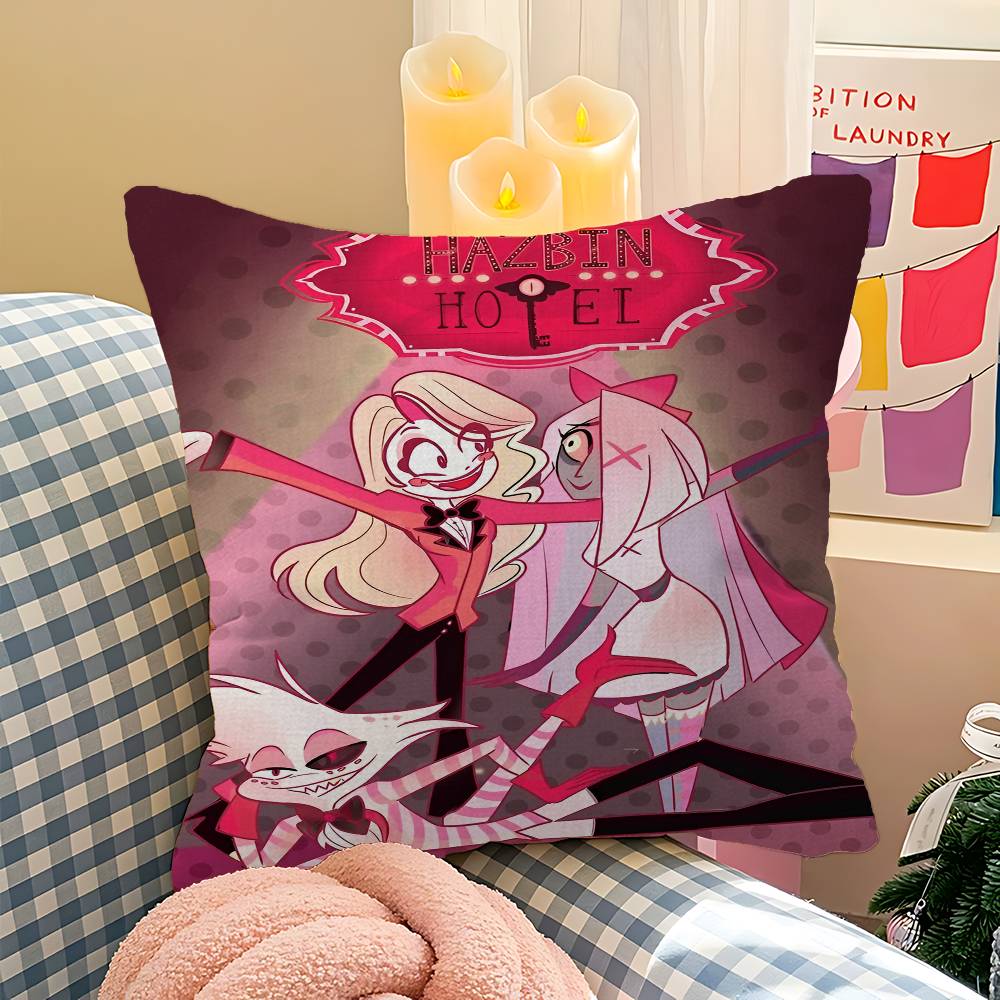 C-Charlie H-Hazbin Pillow Covers Cartoon Sofa Decorative Home Double-sided Printing Short Plush Cute Cushion Cover