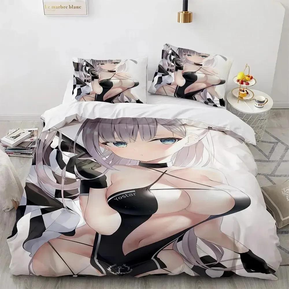 Kawaii Anime Sexy Girl Bedding Set,Duvet Cover Comforter Bed Set Quilt Cover Pillowcase,King Queen Twin Size Boys Girls Adults