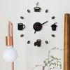 Tasse à café élégante Horloge murale 3D moderne Autocollant Pour Décoration de bar à domicile DIY Élégant