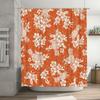 Summer Pineapple Hibiscus Print Shower Curtain Orange White Floral Decorative Bathroom Liner Water-Resistant Fabric for Bathtub/