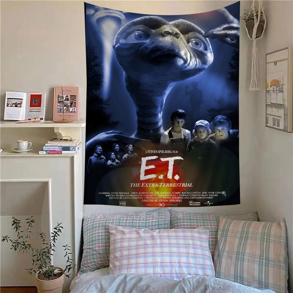E T The Extraterrestrial Movie Anime Tapestry Hippie Flower Wall Carpets Dorm Decor Wall Hanging Home Decor 100X70CM