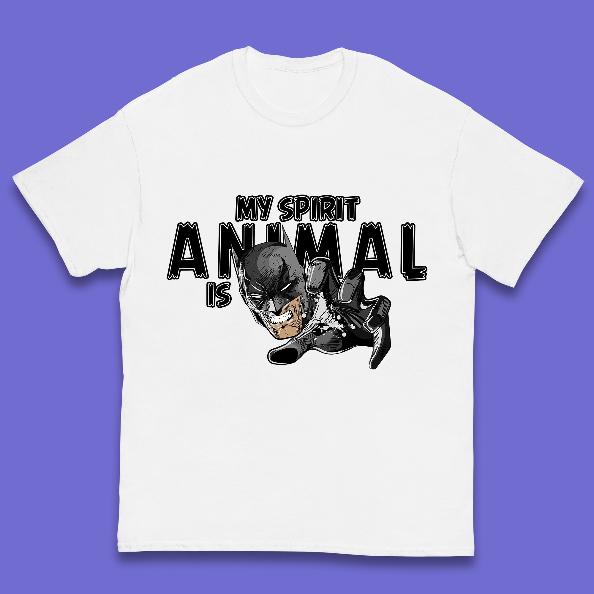 

My Spirit Animal Is Batman Funny DC Comics Humor Statement Superhero DC Movie Character Kids T Shirt 100