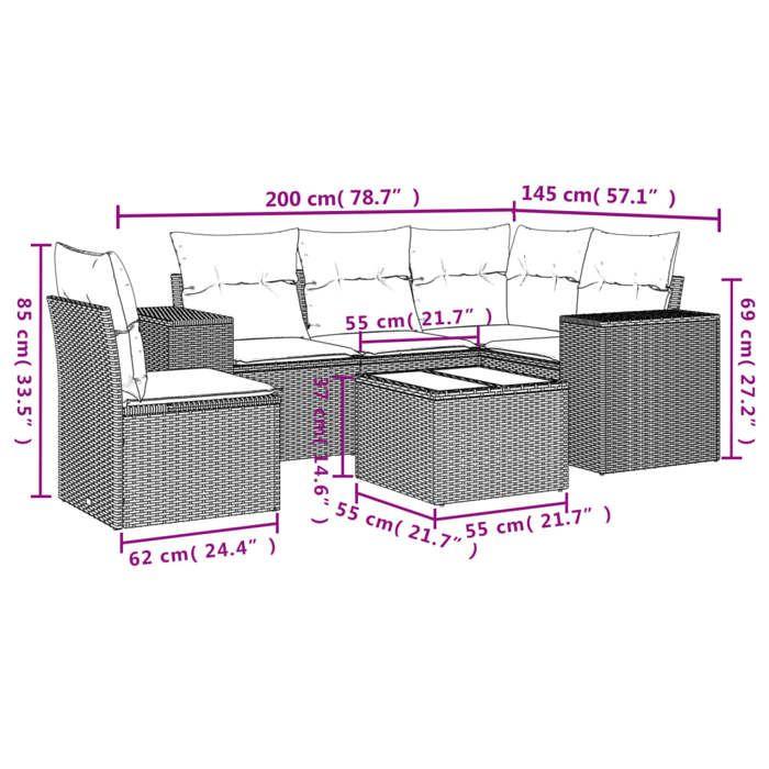 VidaXL Garden Lounge Set with Cushions 6 Pcs, Patio Sofas, Patio Furniture Set, Outdoor Furniture, Grey 3254919