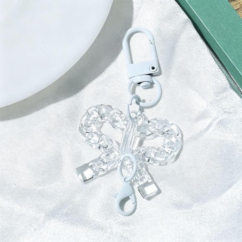 Transparent Acrylic Bow Keyring for Girls' Bags - DIY Pendant Accessory Small Gift