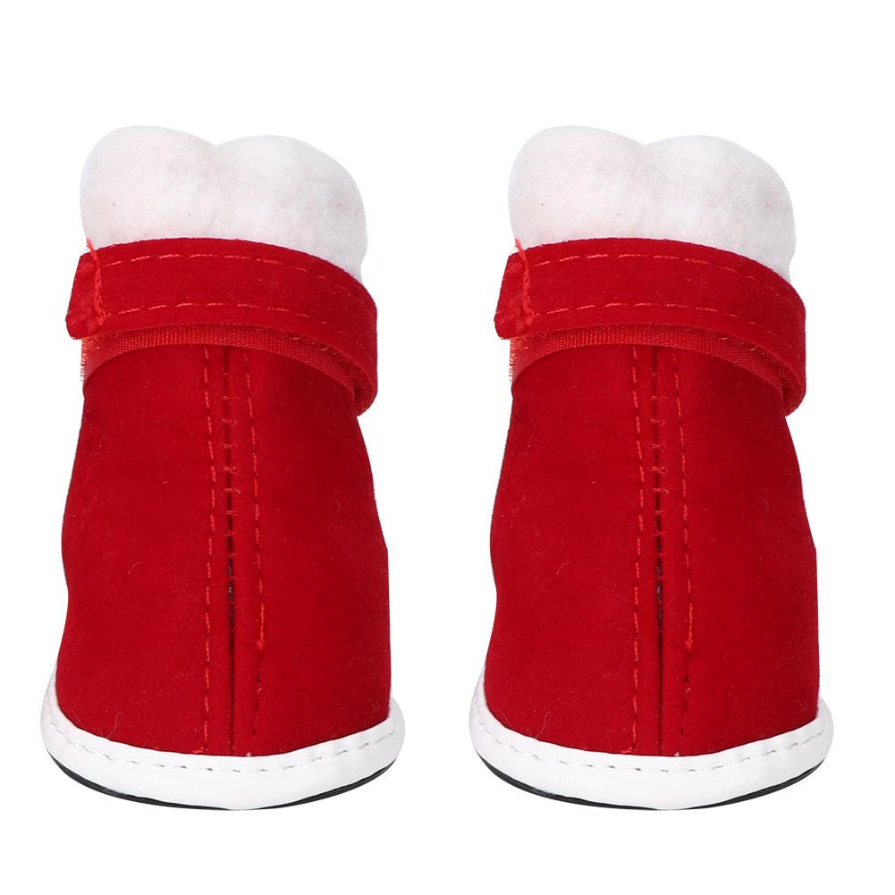 4 peças de sapatos quentes de algodão para animais de estimação, antiderrapantes com gancho e laço para botas de neve para cães e gatos