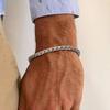Men Snake Link Chain Bracelets, Black Silver Color Twisted Stainless Steel Glossy Chain Bracelet, Comfort Wear Jewelry