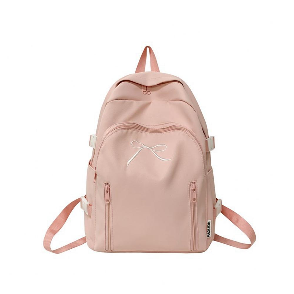 Large Capacity Bow Backpack Solid Color Korean Style School Bag Student Schoolbag  Travel Backpack