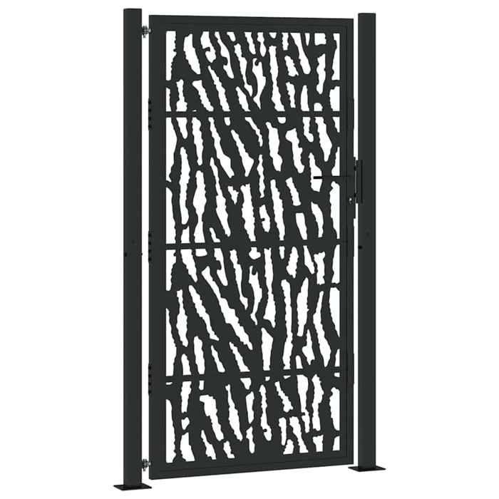 VidaXL Portail de jardin noir 105x180 cm acier conception de tracés, porte de clôture, porte extérieure, porte en métal, 4100982
