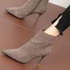 Elegant Pointed-toed Foreign Temperament High-heeled Short Boots On the Toes 2025 Winter New Thin-heeled Sexy Thin Single Boots