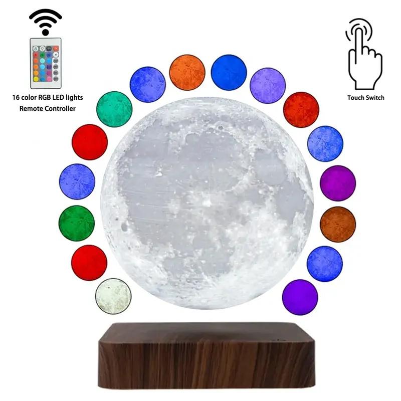 Magnetic Levitating Moon Lamp with Remote Control Levit Floating 16-Color Moon LED Smart Desk Lamp Office Home Decor