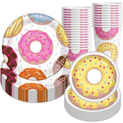 Donut Birthday Party Party Arrangement Paper Cup Paper Plate Knife Fork Spoon Set