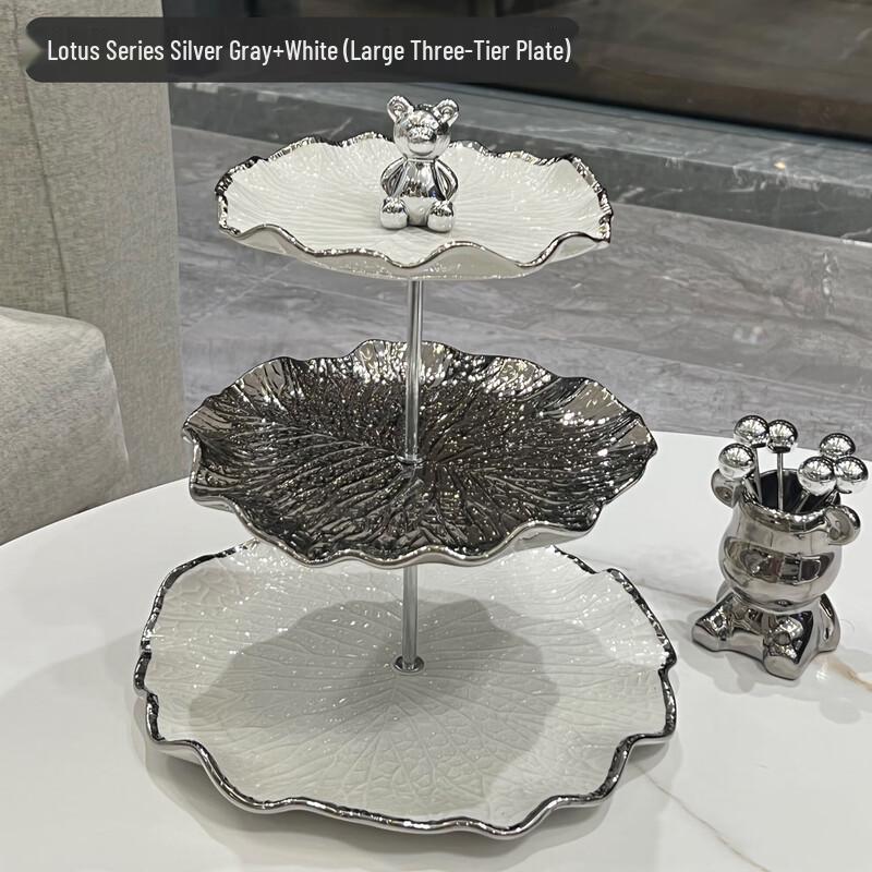 Elegant Multi-Tier Ceramic Fruit & Snack Platter
