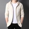 Frühlings-Herren-Strickjacke mit schmaler Passform und Kapuze, lässige Jacke