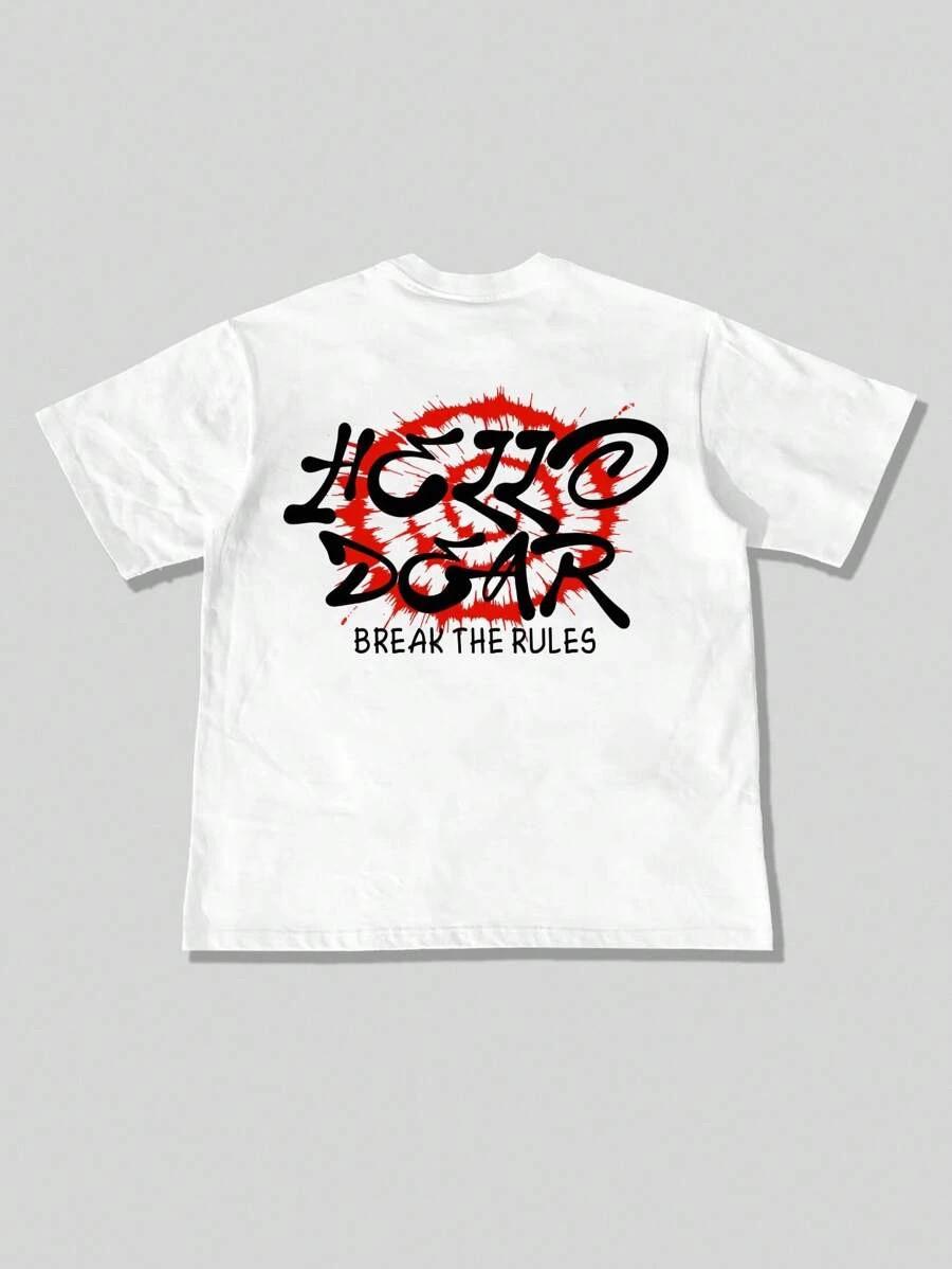 Street Life Men’s Summer Abstract Face Graphic T-Shirt – Round Neck Casual L