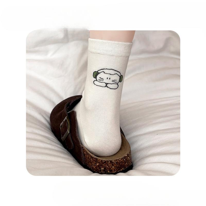 Female Spring and Autumn Animation Cute Cartoon Kitten Students In The Tube Pile Pile Cotton Socks