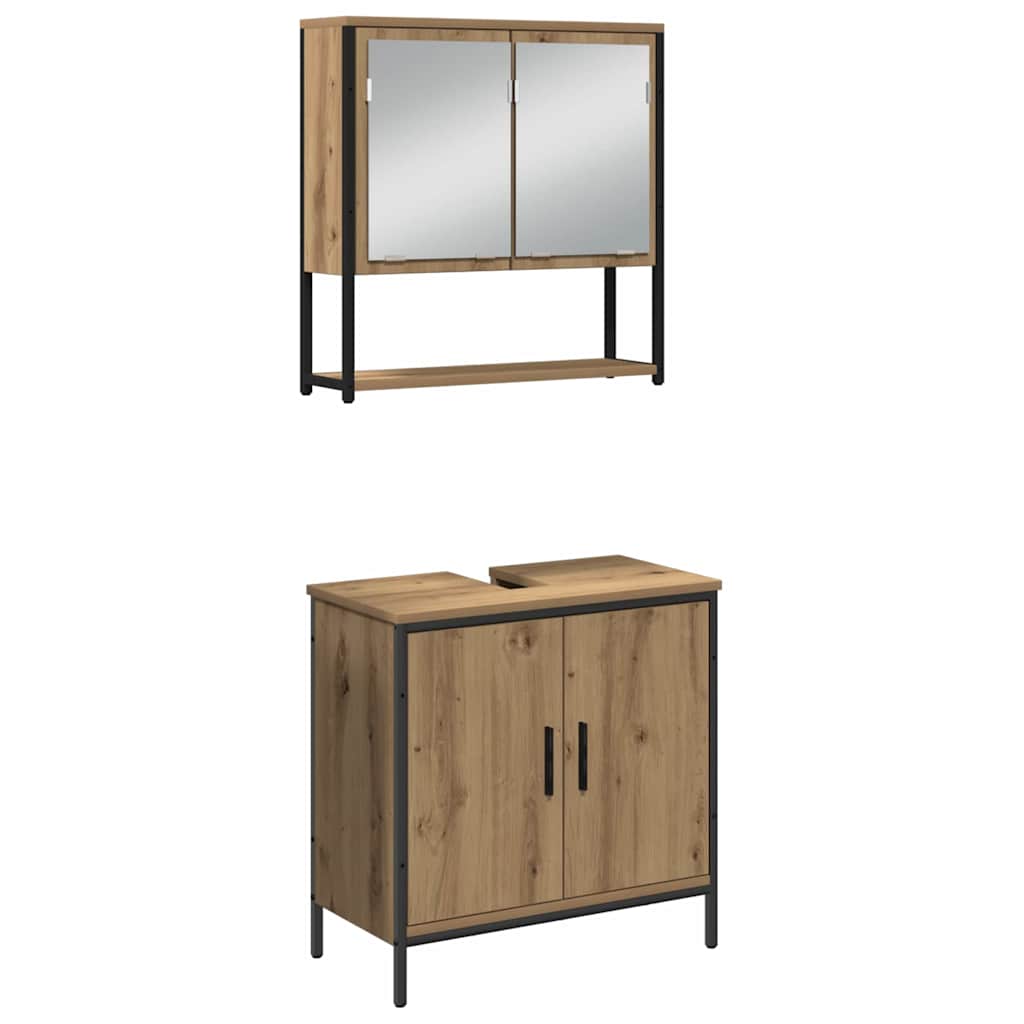 vidaXL Badezimmermöbel-Set 3 Stk. Braun Holzwerkstoff