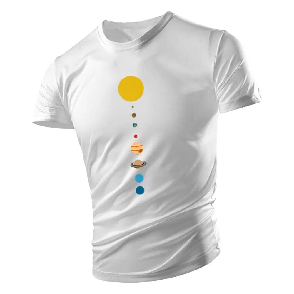 2023 Adult Men's Crewneck T-shirt Summer Casual Sports Loose Quick Drying Short Sleeve Fashion Nine Planets Print Youth Trend