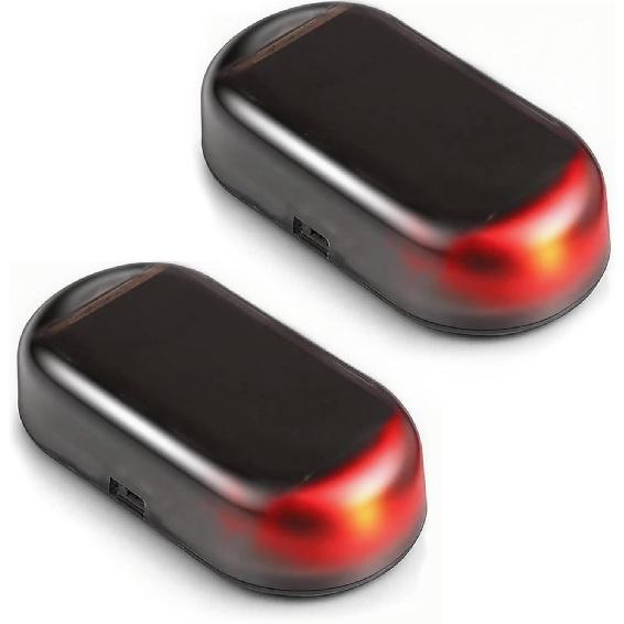 Car Solar Power Simulated Dummy Alarm, 2Pack Warning Anti-Theft LED Flashing Security Light Fake Lamp Car Alarm Security Anti Theft Device Anti Theft