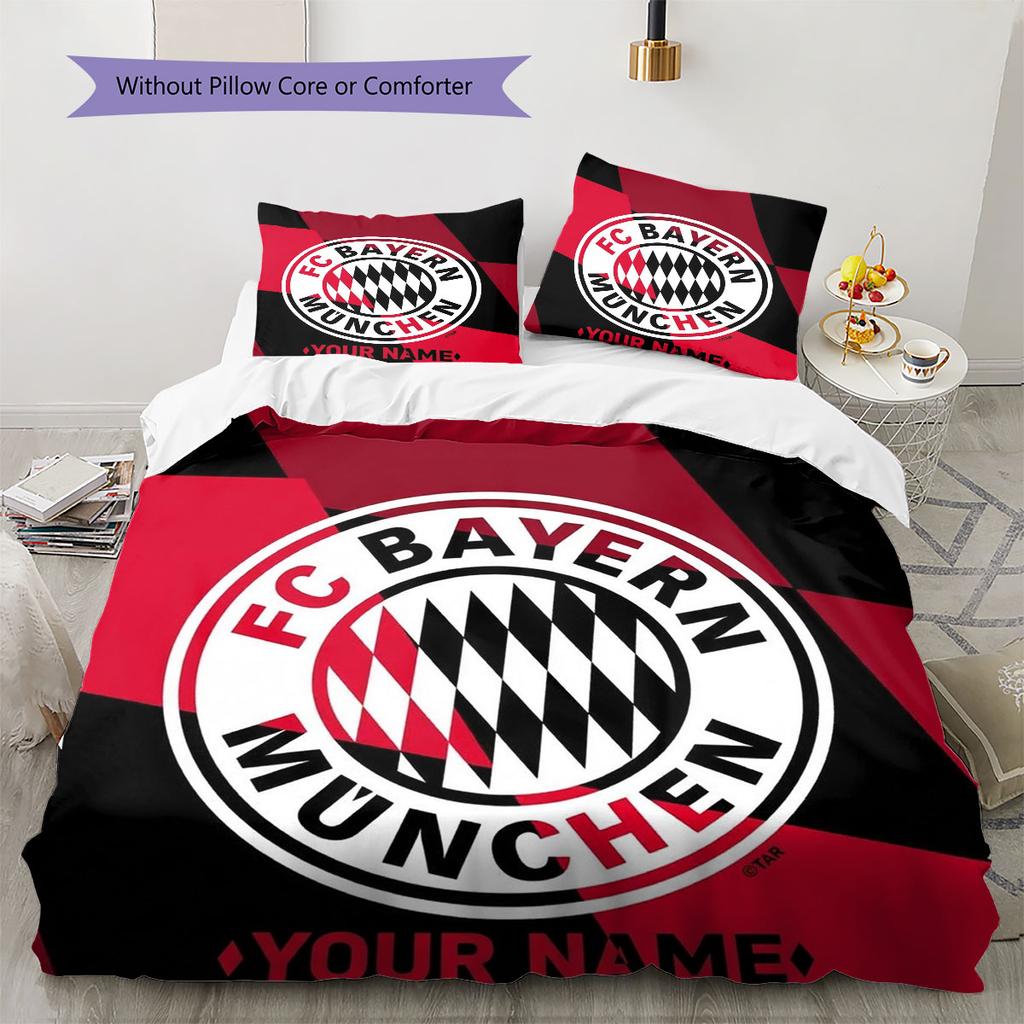 FC Bayern Munchen Custom Name Pattern Bedding,Quilt Set Quilt Cover Pillowcase Home Birthday Gift(1 * duvet cover + 2 * pillowcase, without core)
