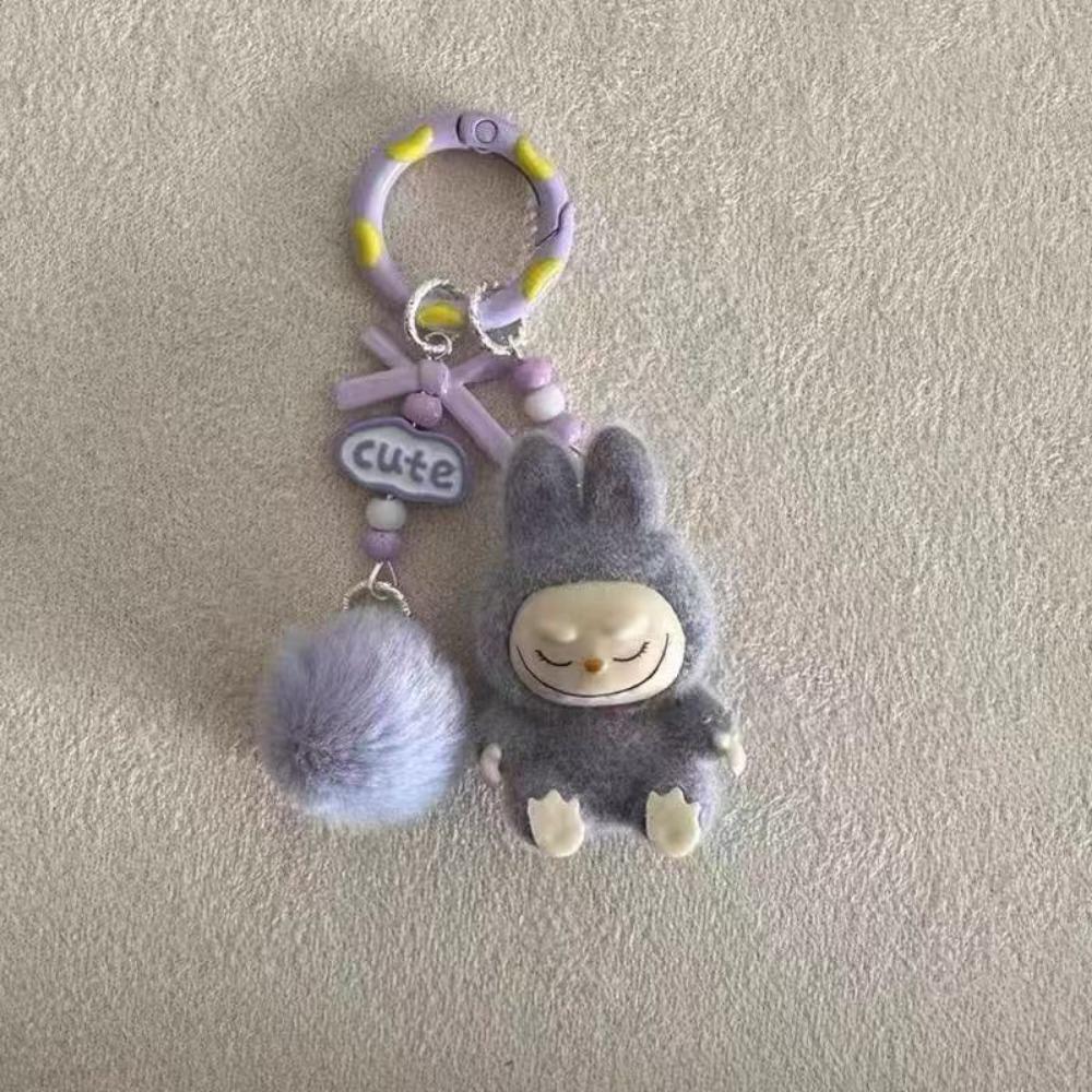 Cute Mini Cute Grain Sitting Flocking Labu Bag Couple Car Keychain Decorative Pendant Mobile Phone Chain Bag