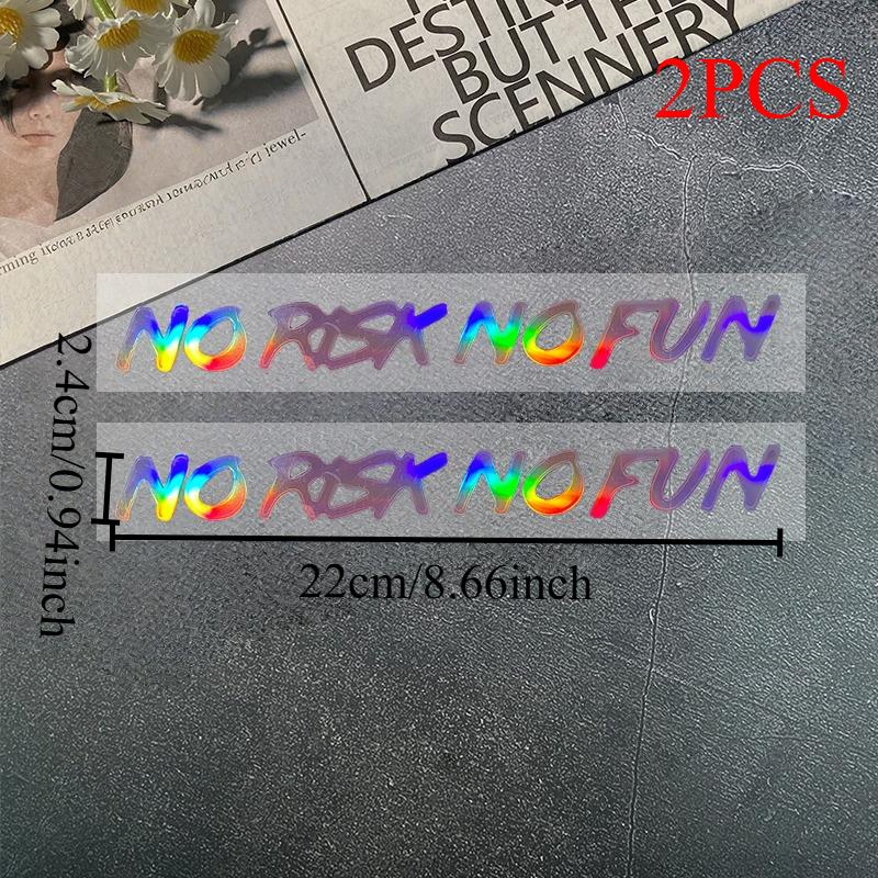 NO RISK NO FUN Pink Laser Motorcycle Stickers Waterproof for DIY Motorbike Helmet Lenses Fuel Tank Scooter Durable Vinyl Decals