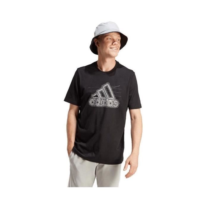 Tricou - Adidas - Grafică Insignă Creștere IN6258 - Negru - 100% bumbac - Mâneci scurte