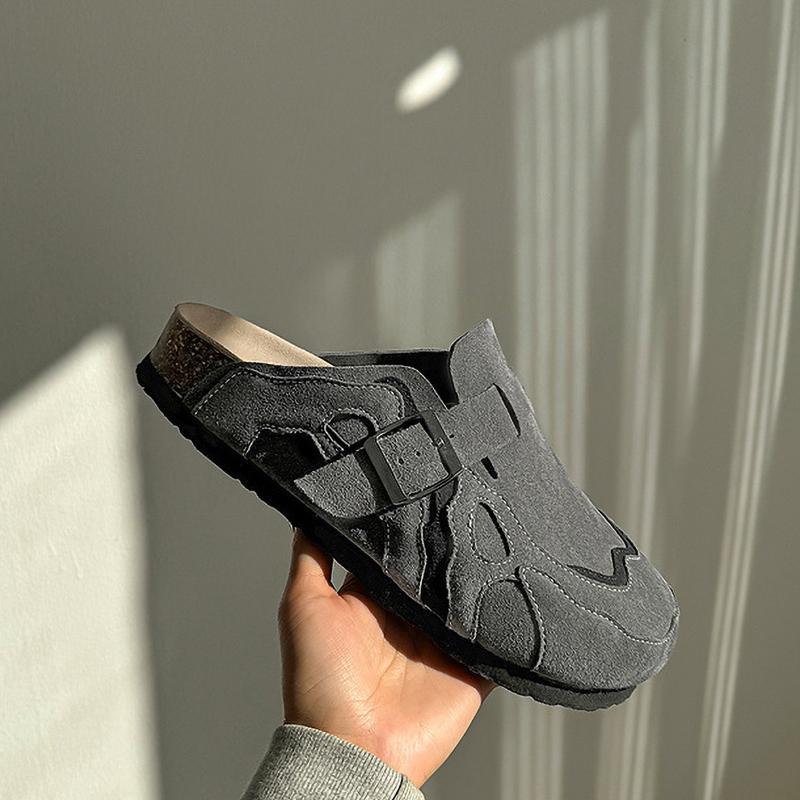 Cork Mules Slippers Men Women Close Toe Slippers Home Shoes Clogs Vintage Muller Slippers Arch Support