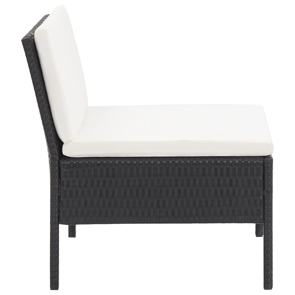6 Piece Garden Lounge Set with Cushions Poly Rattan Black