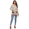 Autumn and Winter Women's Thickened Cardigan Colour Blocking Pockets Single-breasted V-neck Casual Jumper