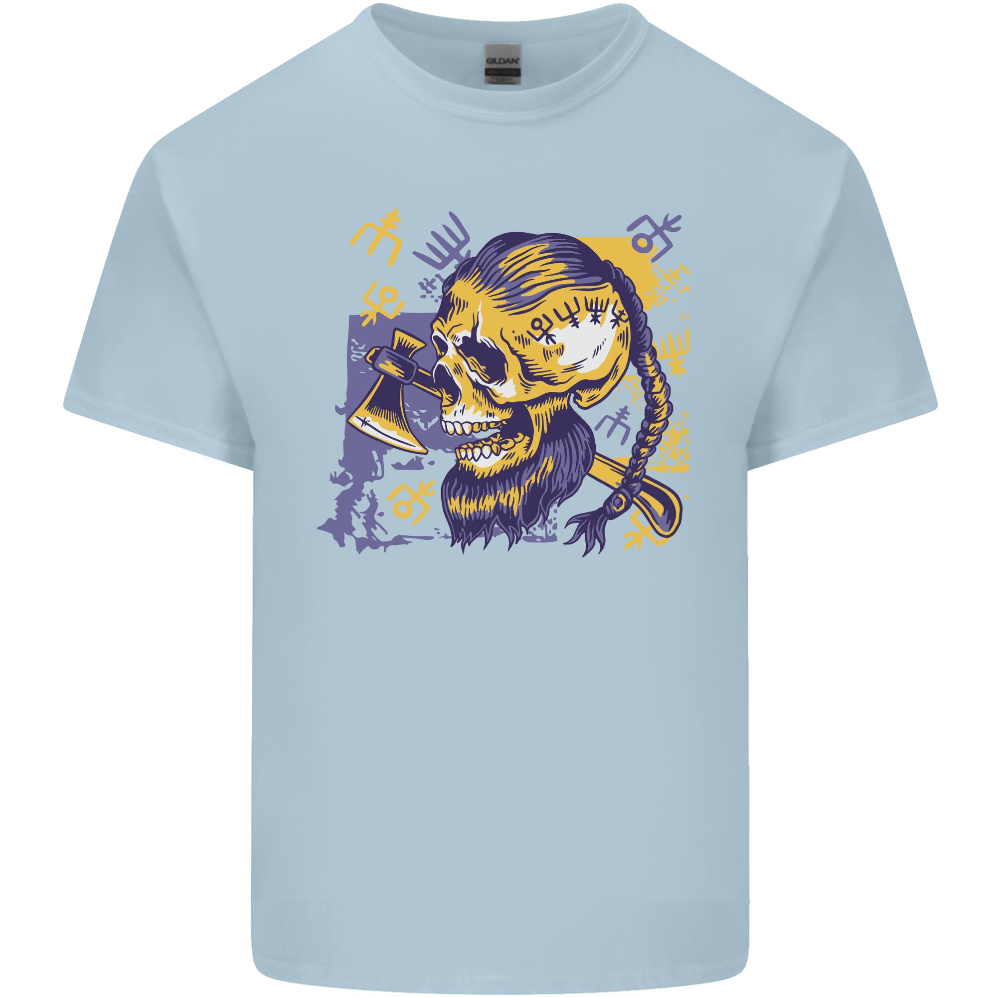 Viking Symbols Skull Unisexs Light Cotton TShirt S