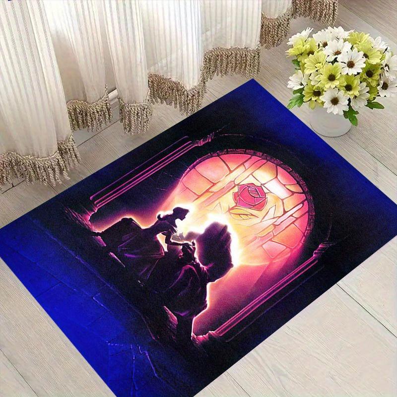 

1pc beauty and the beast Pattern Carpet Area Rug Non-slip Carpet Hand Washable Floor Mat Suitable For Living Room Bedroom Home Decor Room De 60cm by 90cm
