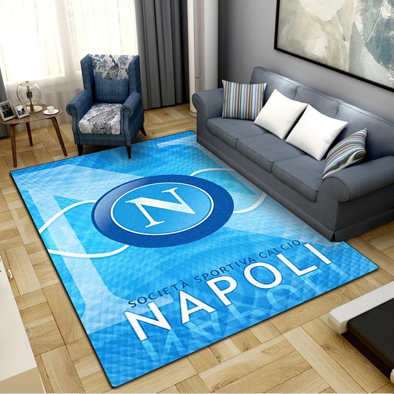 Tappeto Napoli FC per Soggiorno Camera da Letto Casa Decorazione Divano, Tappetino Antiscivolo per Giochi Bambini